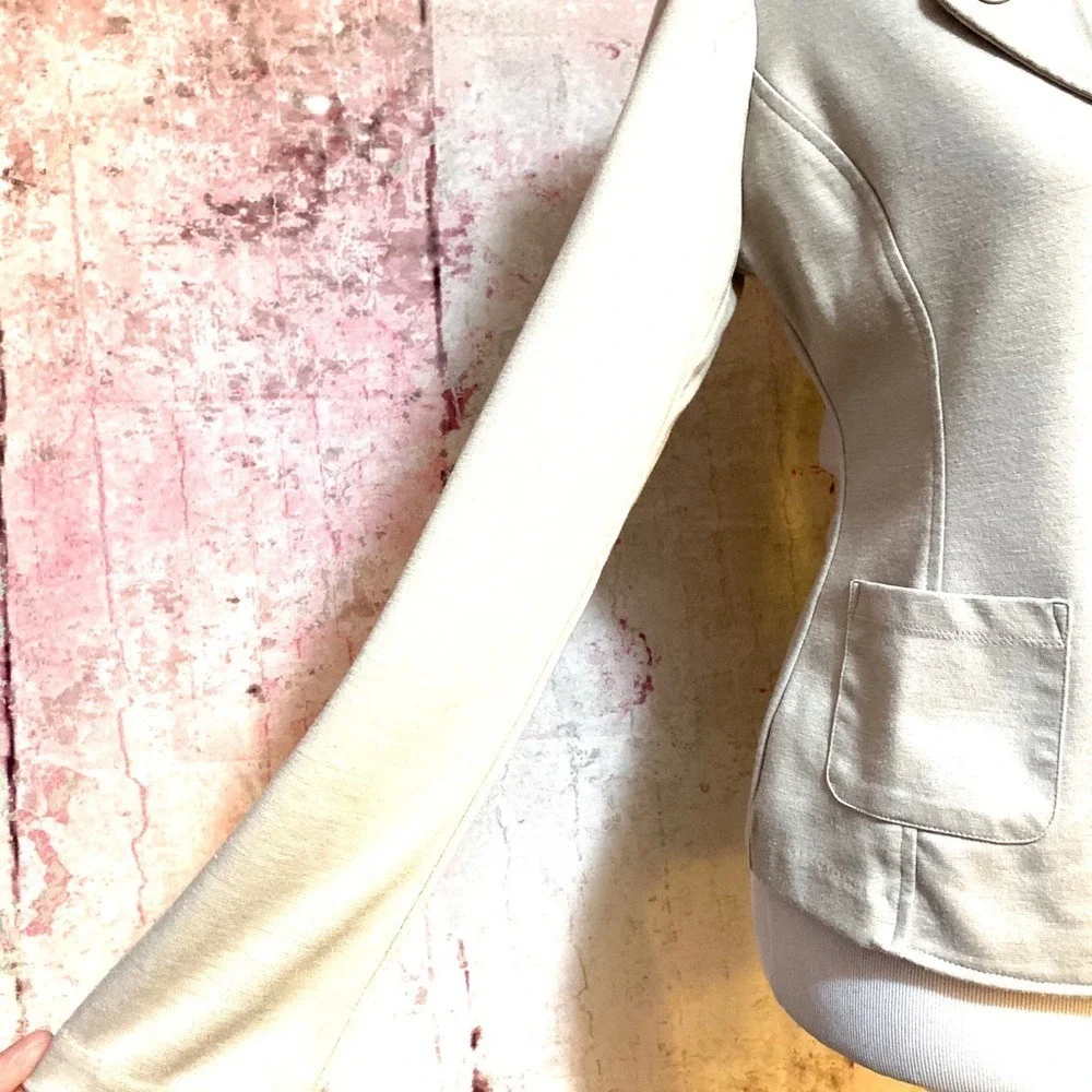 Body Central Womens Khaki Beige Double Breasted Knit Blazer Jacket‎ Size M 5040
